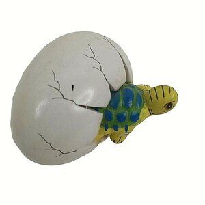 Vintage Turtle Cracked Hatching Egg Figurine Pottery Art Mexico Intradeco